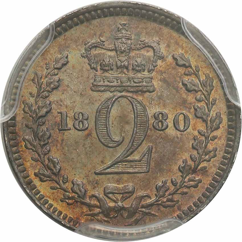 Wielka Brytania. 2 pensy (MAUNDY) 1880 PCGS PL65